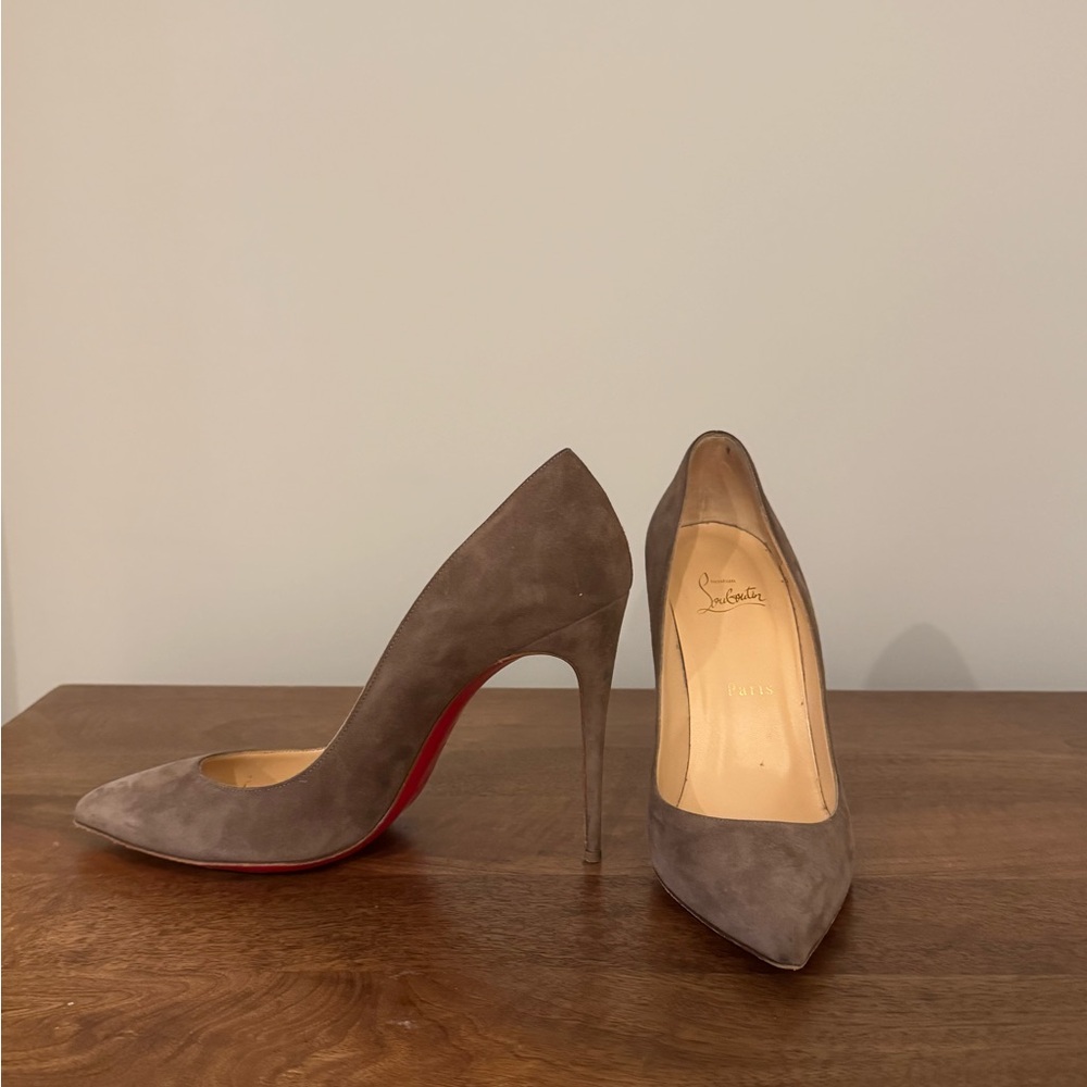 Christian Louboutin Pigalle Taupe Brown Suede Stiletto Heels 100 (39)